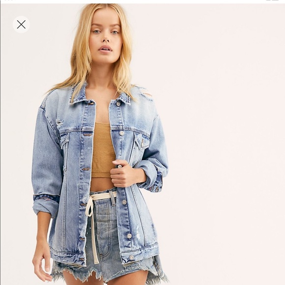 free people ramona denim trucker jacket
